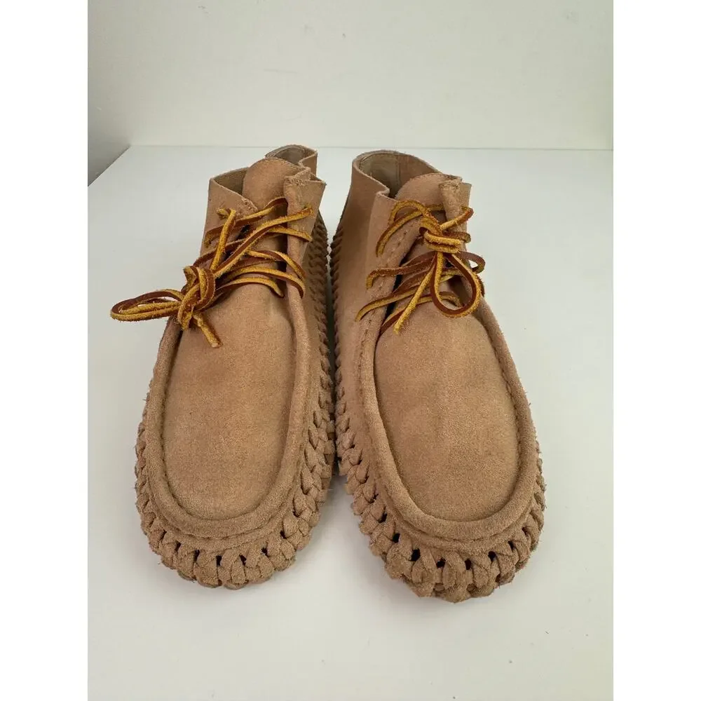 Latigo Gamine Women's Boots 7.5M Beige Woven Suede Lace-Up Moccasin Chukka Boots
